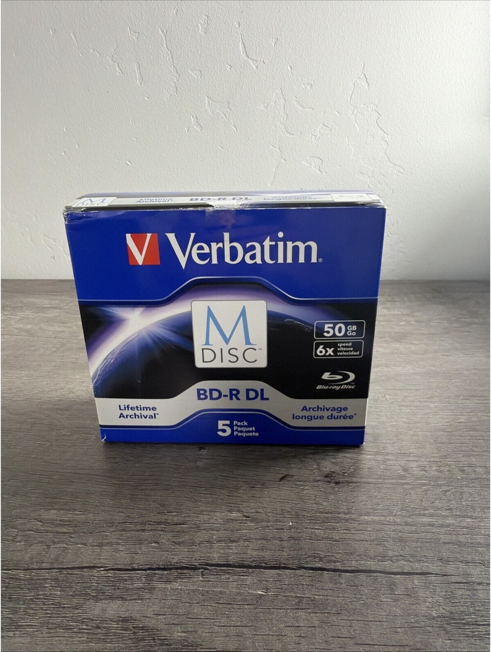 5 pack M DISC VERBATIM 25GB BD-R 4X Branded Logo Disc - Jewel Case